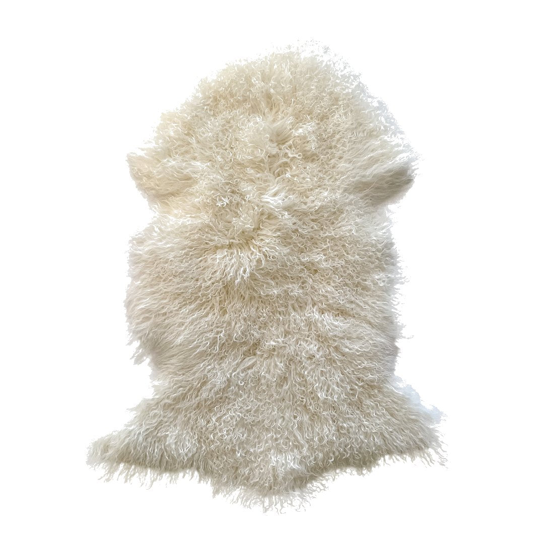 100% Natural Sheepskin Mongolian Single Rug, Ivory - Naturally Sheepskins