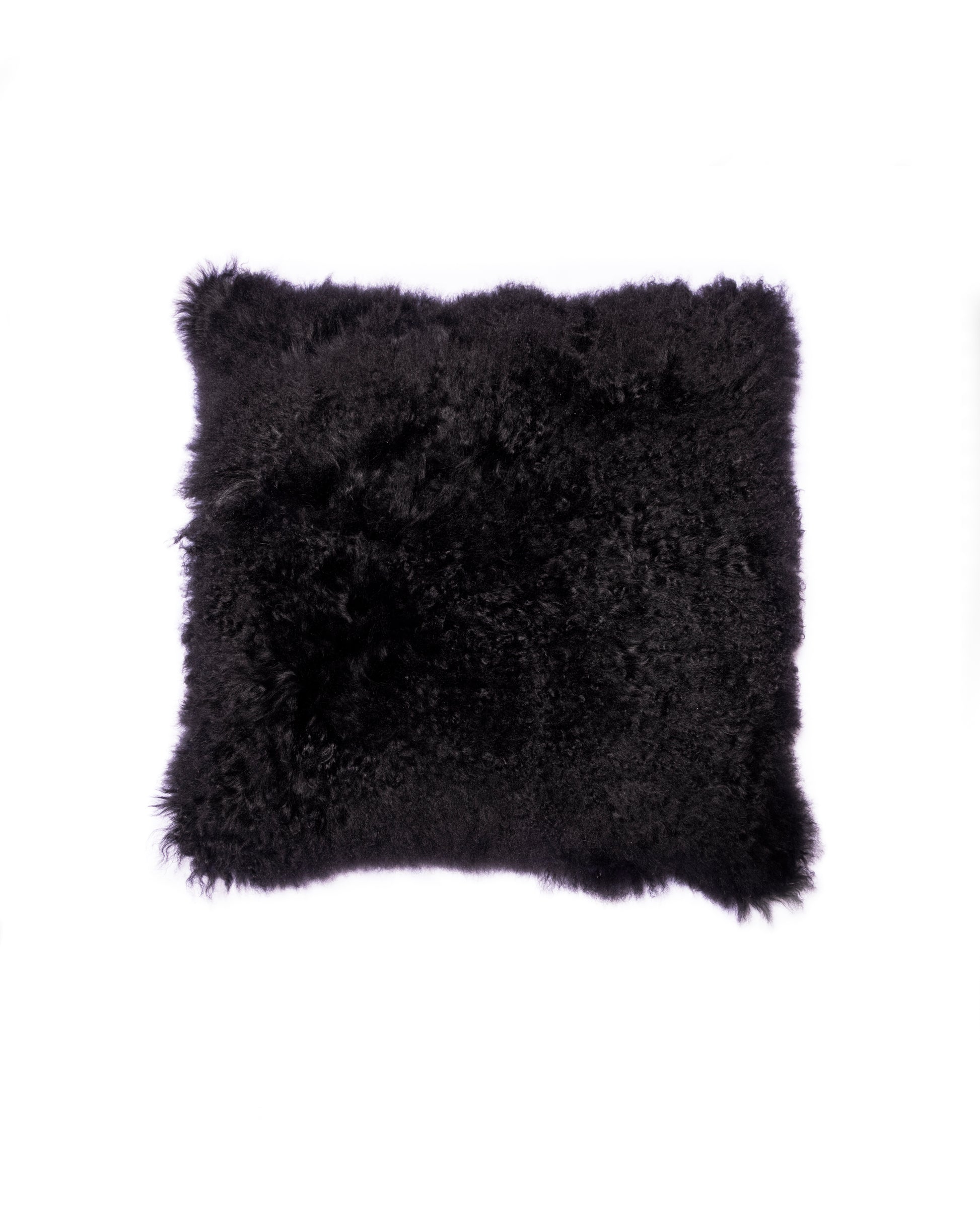 Black mongolian sheepskin cushion cover black