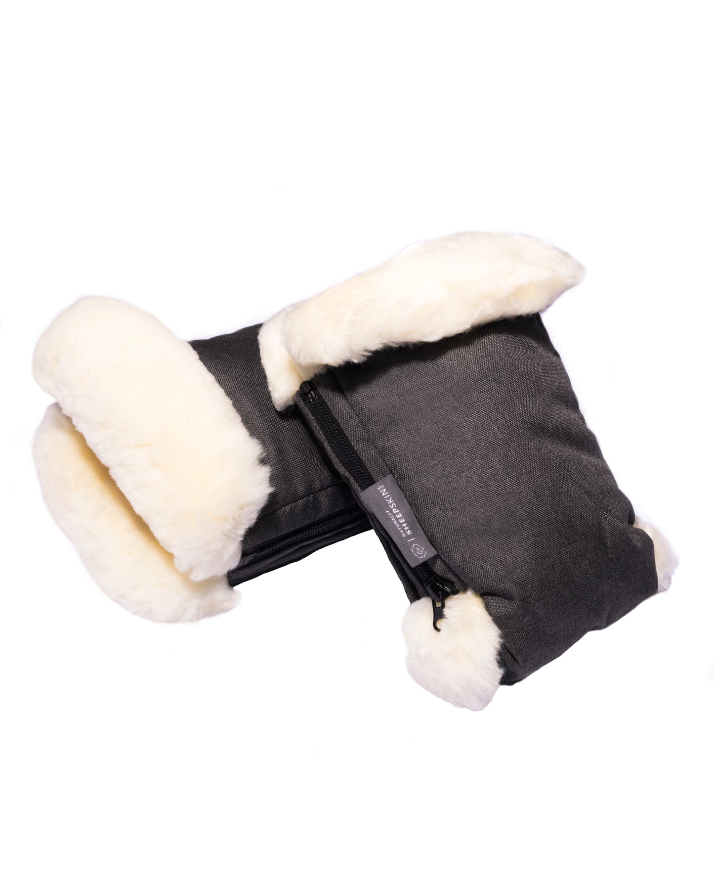 charcoal grey sheepskin mitts product