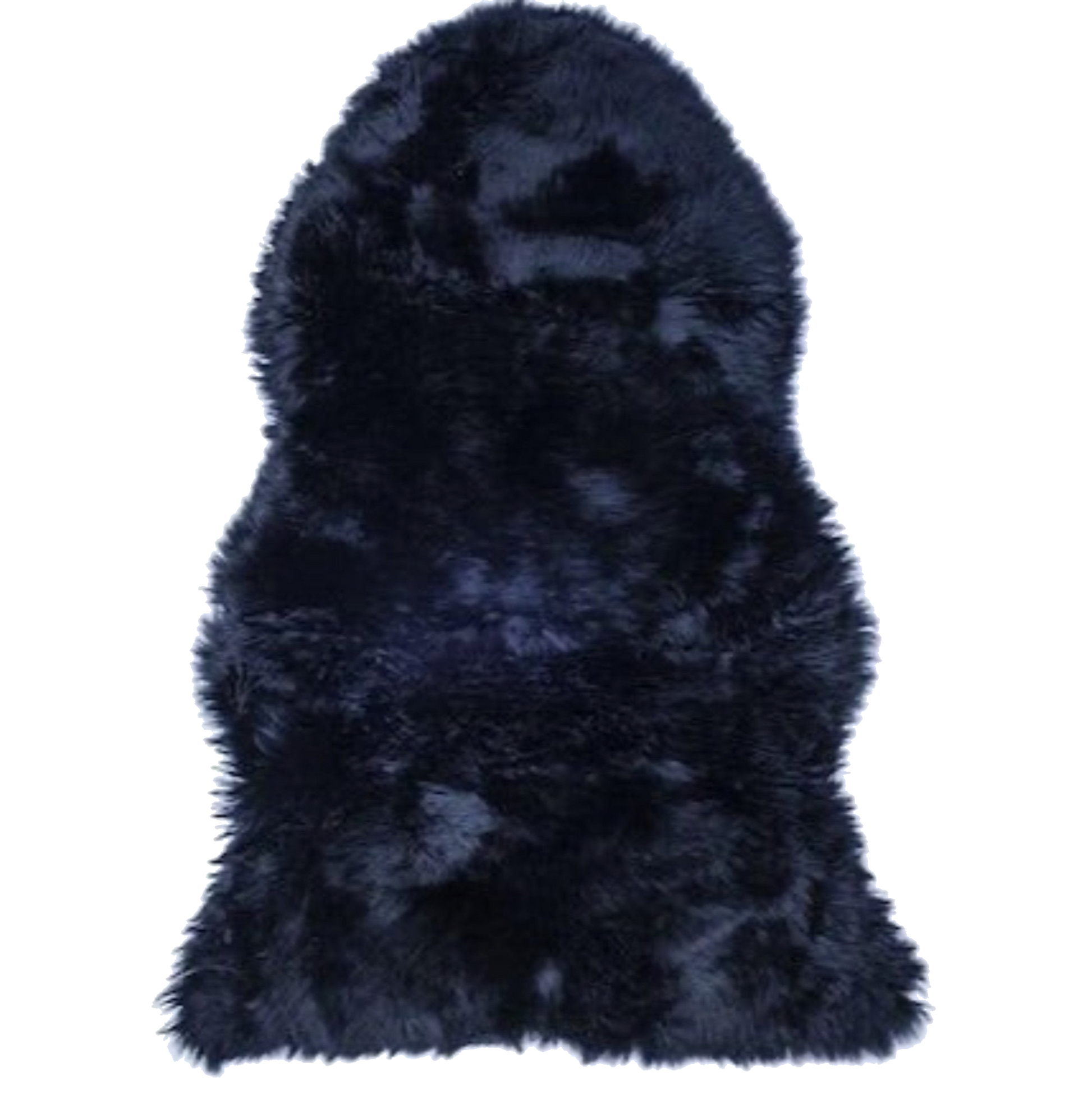 black single long wool sheepskin rug