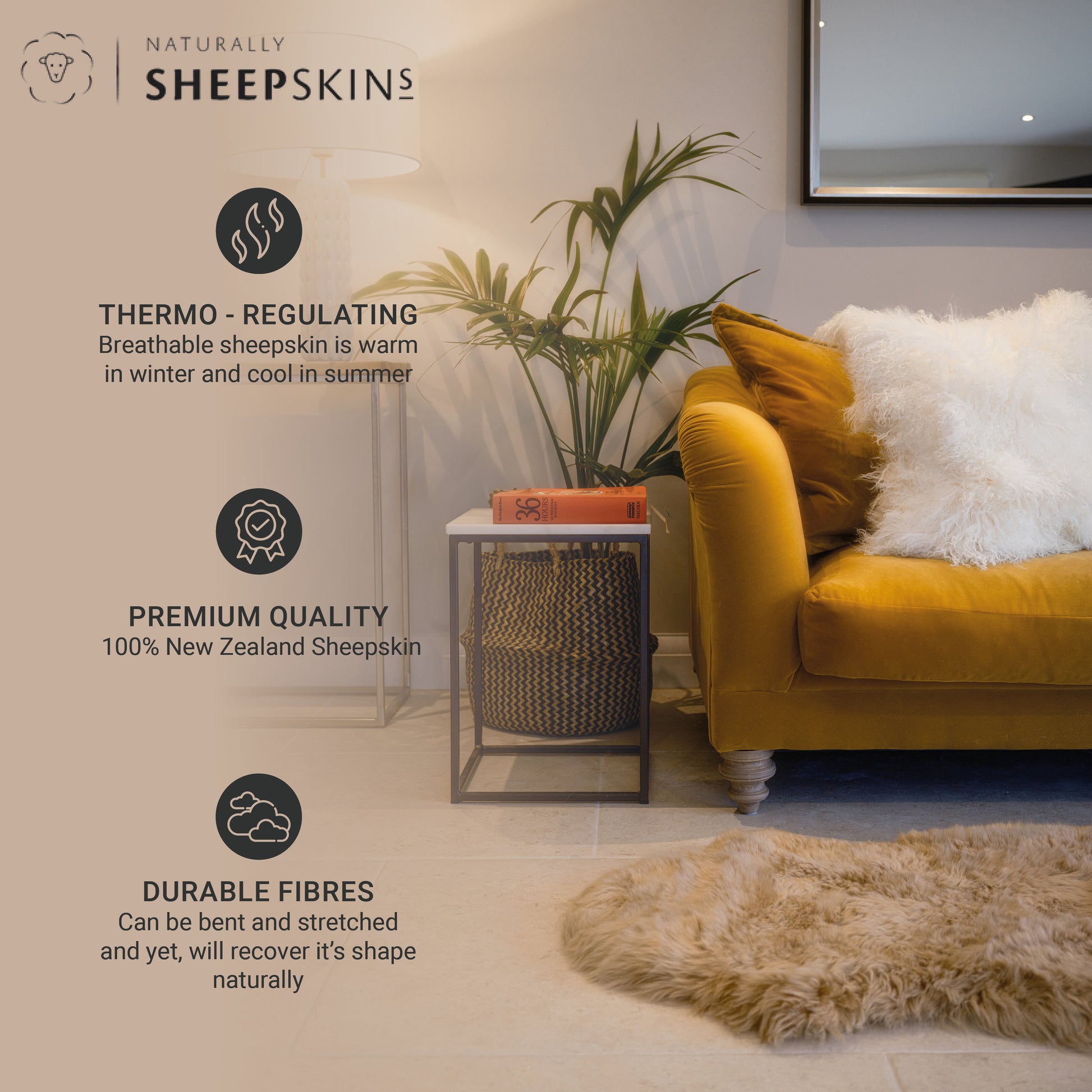 double sheepskin wool rug infographic