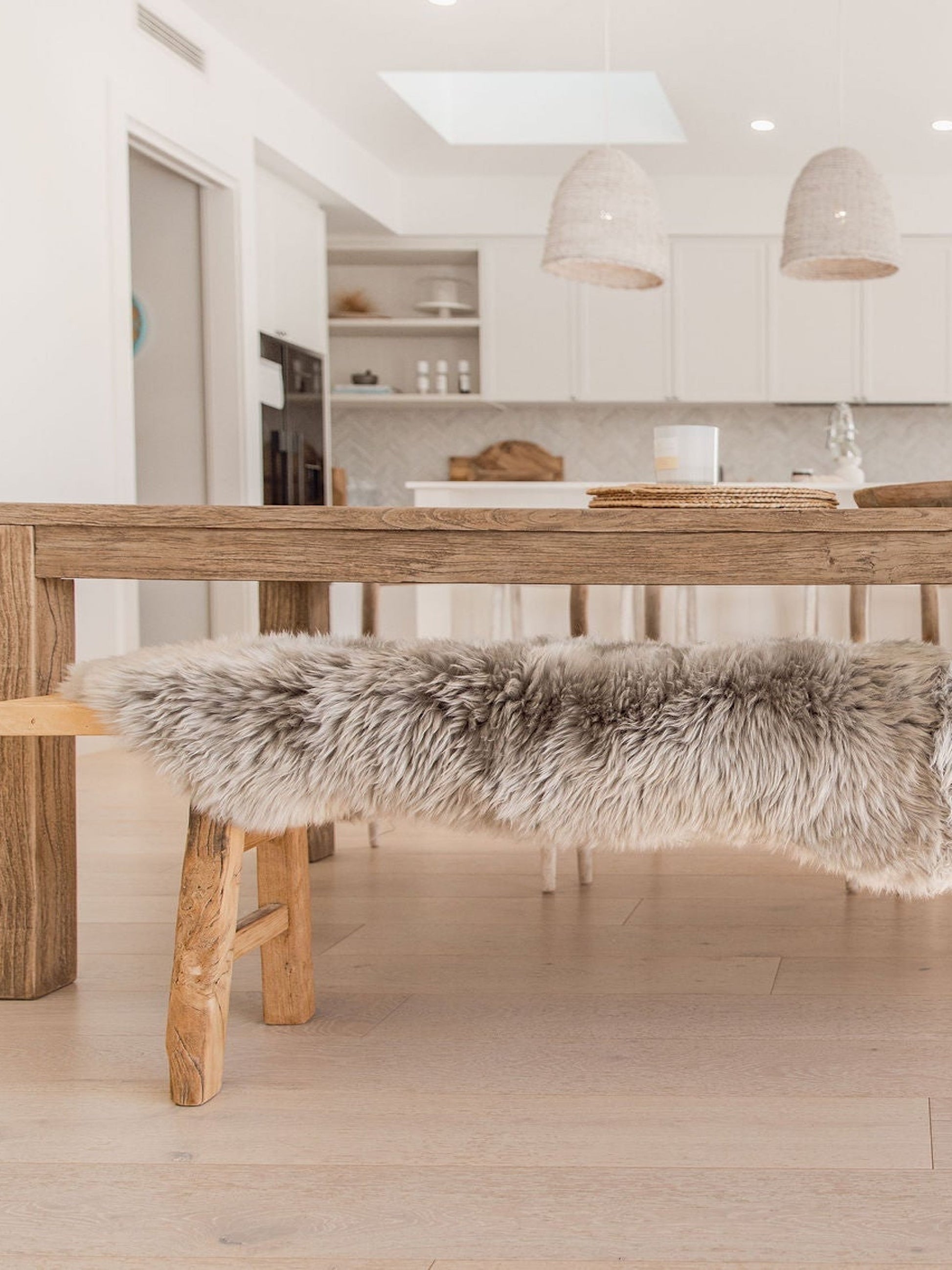 silver grey double long wool sheepskin rug